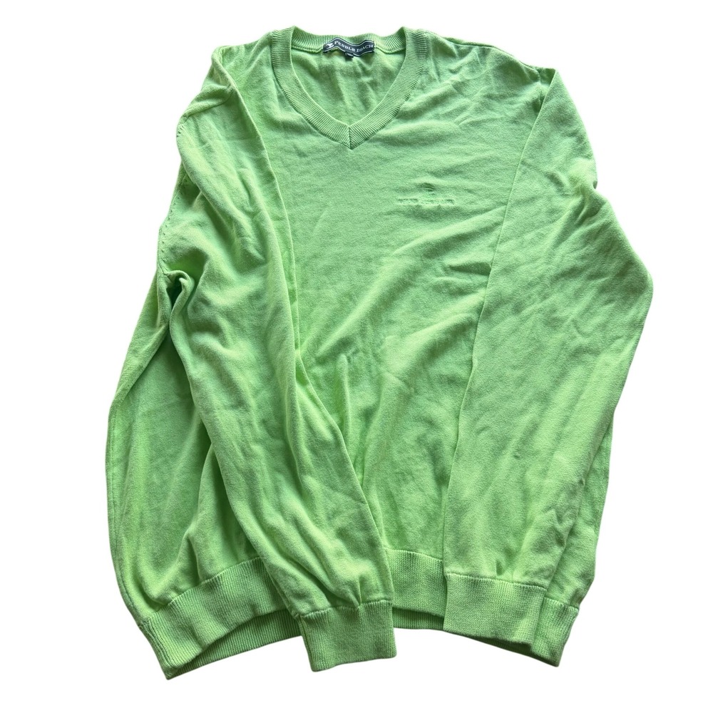 Pebble Beach Mens V-Neck Sweater XL Green Cotton Blend Golf Pullover Golf Course